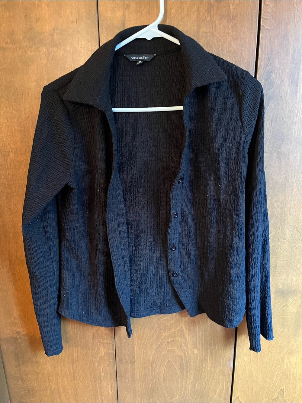 St. John's Bay Black Textured Button Front Cardigan
